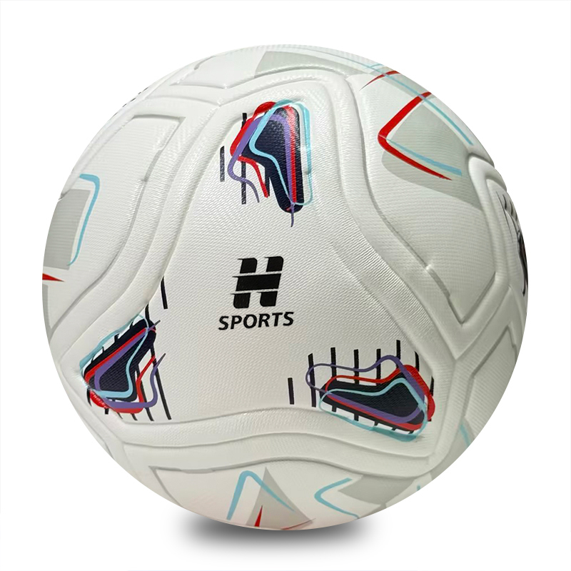 Seamless Match Training Football Wholesale Custom White Multicolor Line Graphic Thermal Bonded PU Soccer Ball Size 5,Blue Arc Sports
