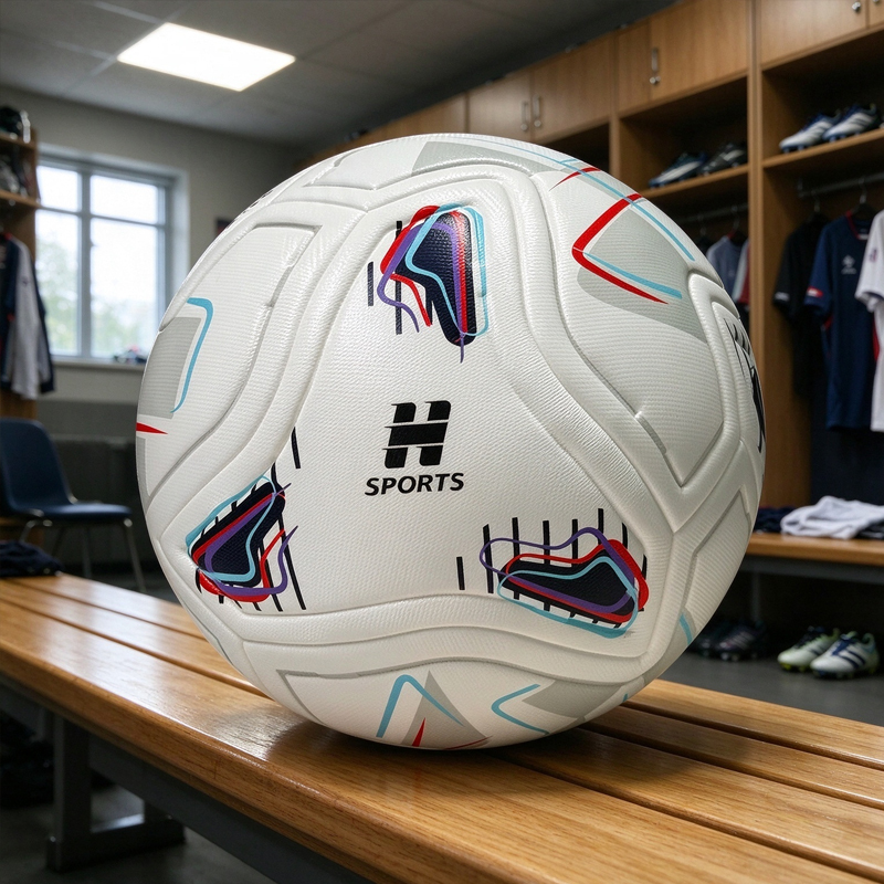Seamless Match Training Football Wholesale Custom White Multicolor Line Graphic Thermal Bonded PU Soccer Ball Size 5,Blue Arc Sports