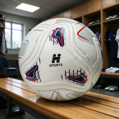 Seamless Match Training Football Wholesale Custom White Multicolor Line Graphic Thermal Bonded PU Soccer Ball Size 5,Blue Arc Sports