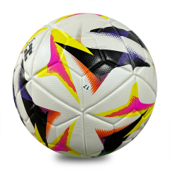 Wholesale Custom Purple Orange Graphic Thermal Bonded PU Soccer Ball Size 5, Seamless Training Match Football,Blue Arc Sports
