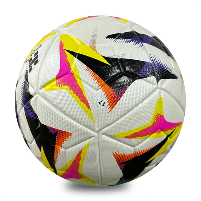 Wholesale Custom Purple Orange Graphic Thermal Bonded PU Soccer Ball Size 5, Seamless Training Match Football,Blue Arc Sports