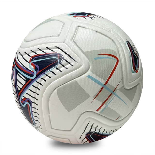 Seamless Match Training Football Wholesale Custom White Multicolor Line Graphic Thermal Bonded PU Soccer Ball Size 5,Blue Arc Sports