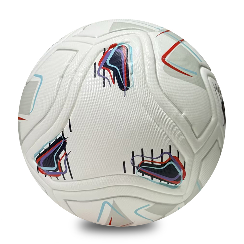 Seamless Match Training Football Wholesale Custom White Multicolor Line Graphic Thermal Bonded PU Soccer Ball Size 5,Blue Arc Sports