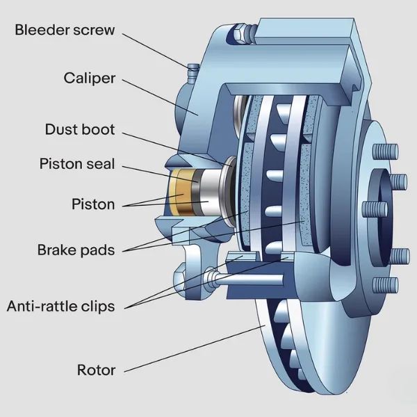 How brake calipers work and why sticking prevents proper release