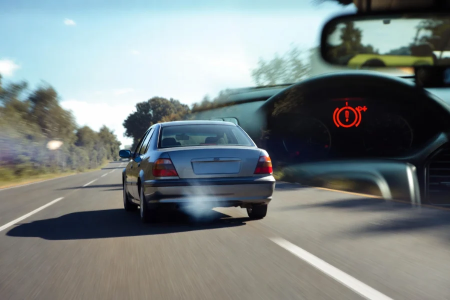 A car struggling to accelerate, demonstrating one of the key signs of a blown turbocharger &ndash; power loss and sluggish performance.