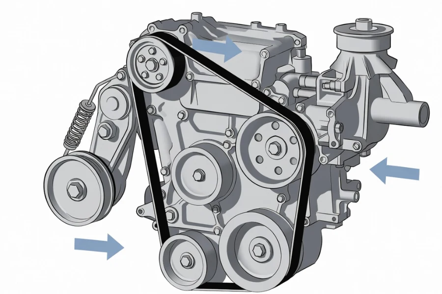 engine belt tensioner system affecting cooling and catalytic converter performance