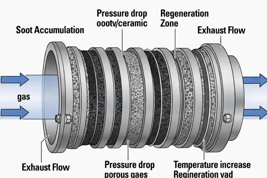 how a DPF works capturing soot and regeneration process in diesel engine