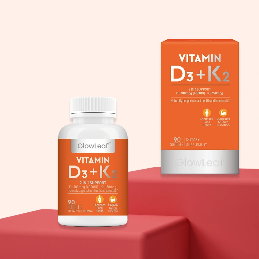 ACORN Vitamin D3 K2 Softgel Vegan Raw Material Factory Health Supplement 4000iu Vitamin D3 K2 softgel Capsules