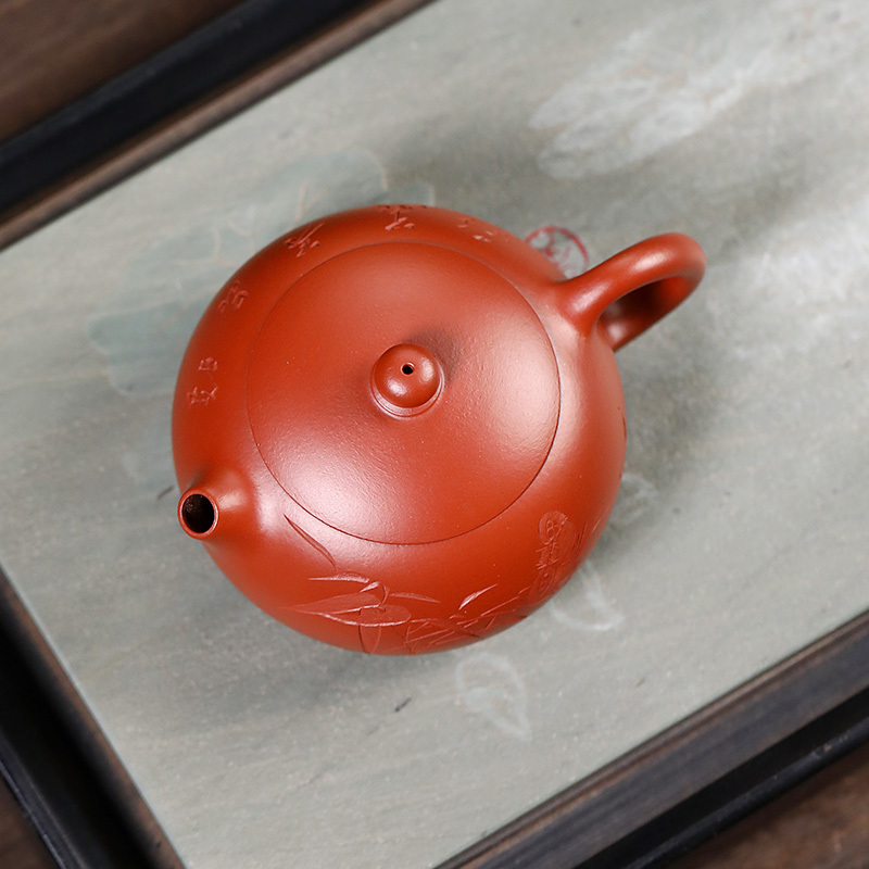 Yuanhu Association Yixing raw ore purple clay teapot senior engineer Zhou Xiaoming pure handmade vermilion clay Xishi teapot