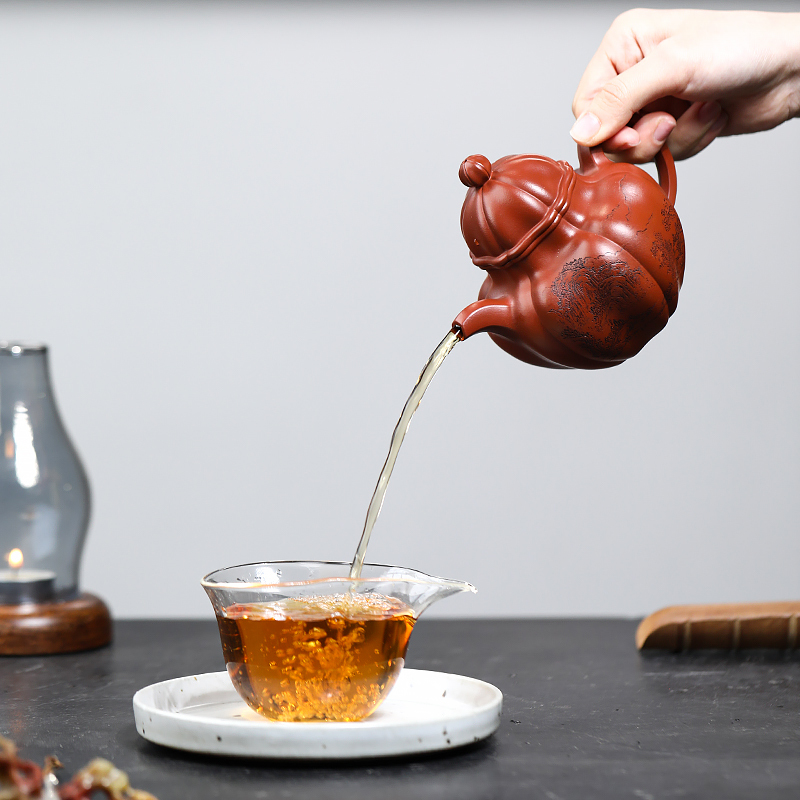Yixing Zisha Teapot, Original Mine, Vermilion Clay, Ball, Famous Handmade Kungfu Tea Set, Zisha Teapot