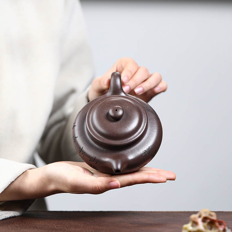 Yixing Purple Clay Teapot Original Mine Purple Clay Famous Artist Wu Derong Handmade Kungfu Tea Set Teapot for Household Use