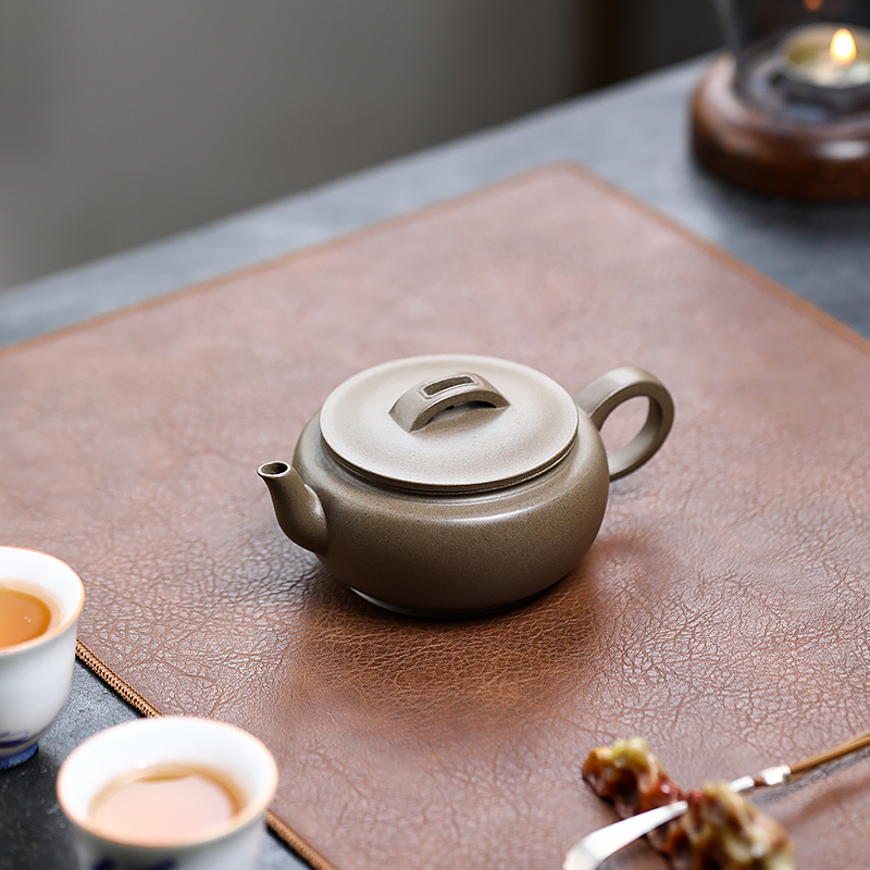 Yixing Zisha Teapot Original Ore Green Plaster Han Tile Famous Artist Wang Shiping Complete Handmade Tea Set Teapot
