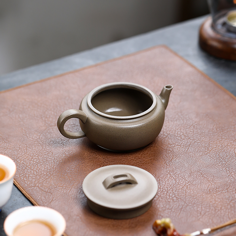 Yixing Zisha Teapot Original Ore Green Plaster Han Tile Famous Artist Wang Shiping Complete Handmade Tea Set Teapot