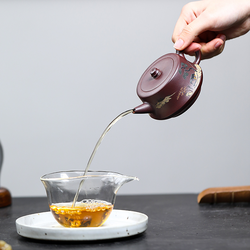 Yixing Purple Clay Teapot Original Mine Purple Clay Pillar Teapot Famous Pure Handmade Kungfu Tea Set Purple Clay Teapot