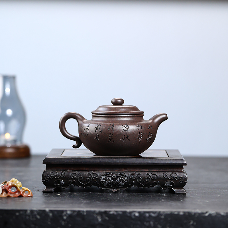 Yixing Purple Clay Teapot Original Mine Purple Clay Famous Artist Wu Derong Handmade Kungfu Tea Set Teapot for Household Use