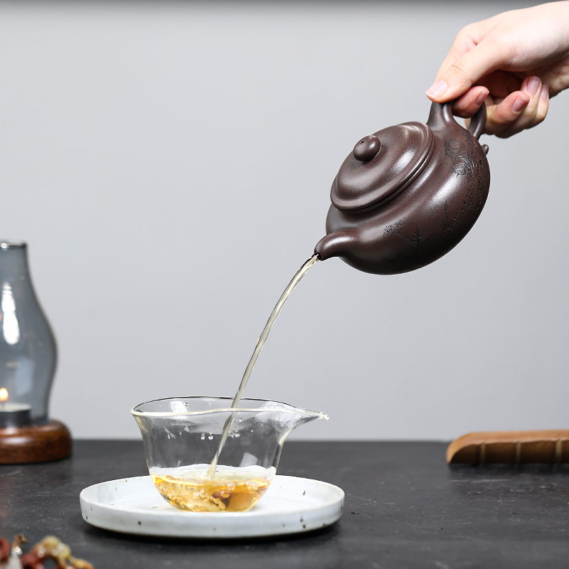 Yixing Purple Clay Teapot Original Mine Purple Clay Famous Artist Wu Derong Handmade Kungfu Tea Set Teapot for Household Use