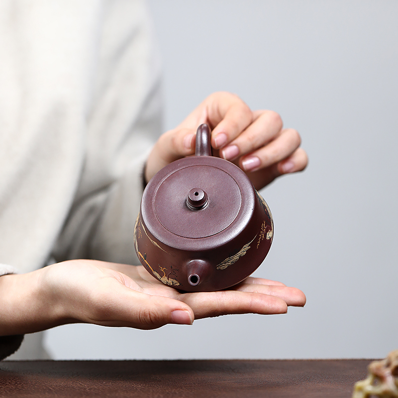 Yixing Purple Clay Teapot Original Mine Purple Clay Pillar Teapot Famous Pure Handmade Kungfu Tea Set Purple Clay Teapot