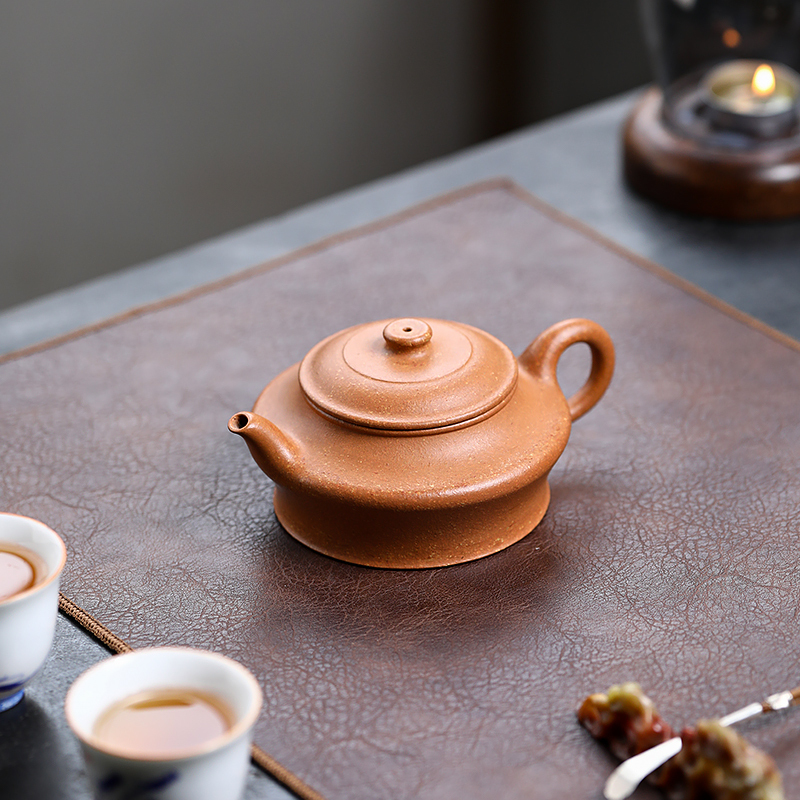 Yixing Zisha Teapot Original Mine Sunflower Yellow Clay Virtual Flat Famous Handmade Kungfu Tea Set Zisha Teapot