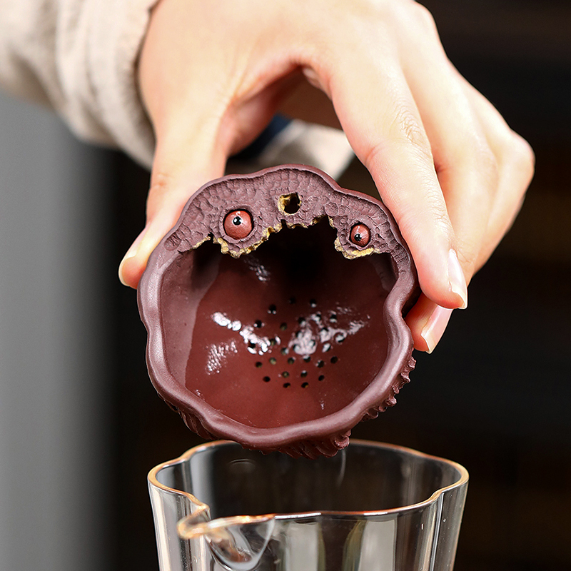 Famous Pot Autumn Moon Yixing Zisha Lianpeng Tea Filter Raw Ore Purple Clay Handmade Kungfu Tea Set Zisha Tea Filter