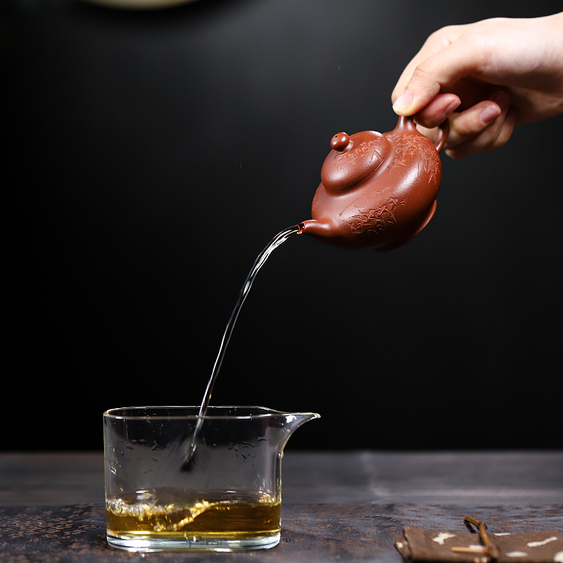Yixing Zisha Teapot Original Mine Acacia Honghuaying Teapot Famous Artist Luna Complete Handmade Tea Set Teapot