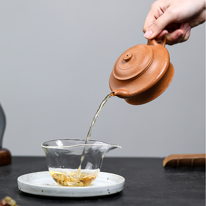 Yixing Zisha Teapot Original Mine Sunflower Yellow Clay Virtual Flat Famous Handmade Kungfu Tea Set Zisha Teapot