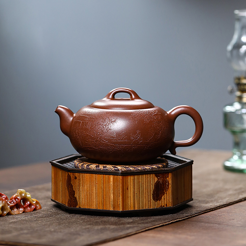 Yixing Purple Clay Teapot Raw Ore Purple Clay Round Melting Teapot National Worker Wu Xinping Handmade Tea Set Teapot