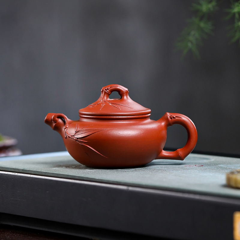 Yixing Zisha Teapot Original Ore Red Skin Dragon Bamboo Section Antique National Worker Xu Xiaoya Handmade Teapot