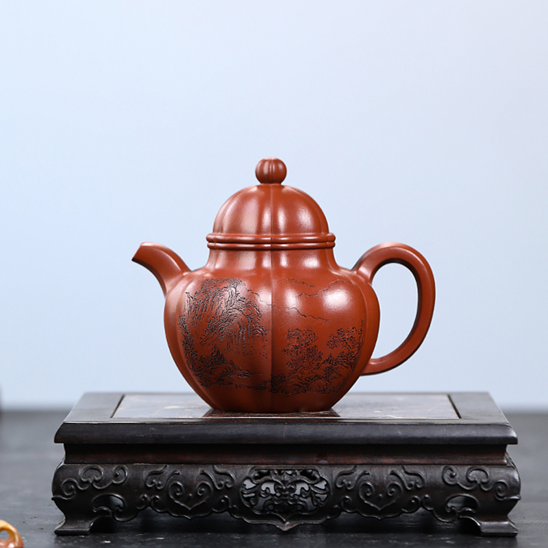 Yixing Zisha Teapot, Original Mine, Vermilion Clay, Ball, Famous Handmade Kungfu Tea Set, Zisha Teapot