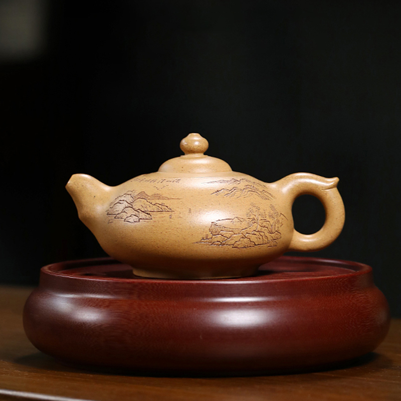 Yixing Purple Clay Teapot  Original Duan clay fullhand-painted Practical vessel shapes Master Handicraft 280ml