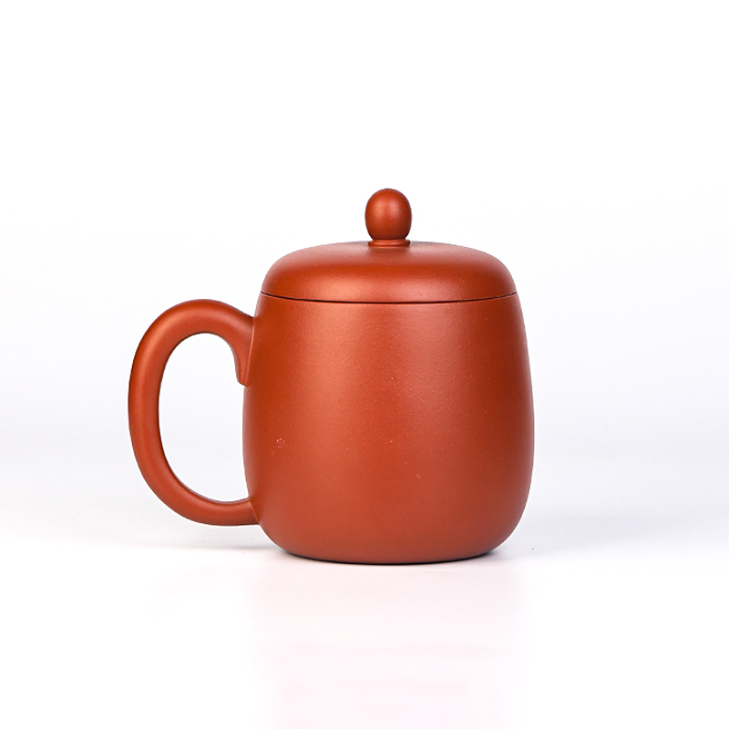 Chinese Yixing purple clay  lidded teacup  Zhu Ni hand made 380ml