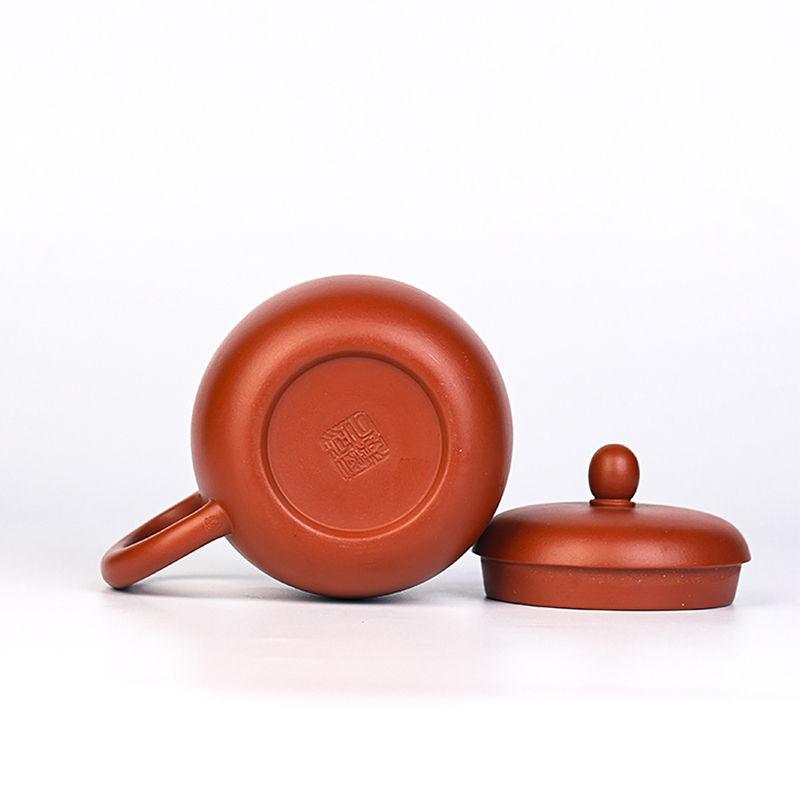 Chinese Yixing purple clay  lidded teacup  Zhu Ni hand made 380ml