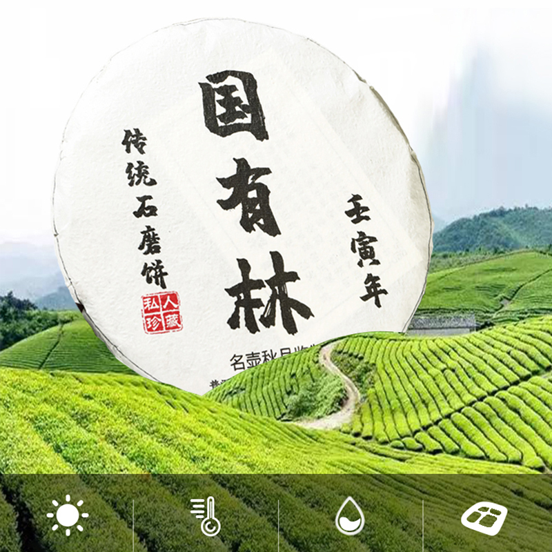 yuanhu goverment owned Puer tea Yunnan large-leaf sun-dried green tea cake