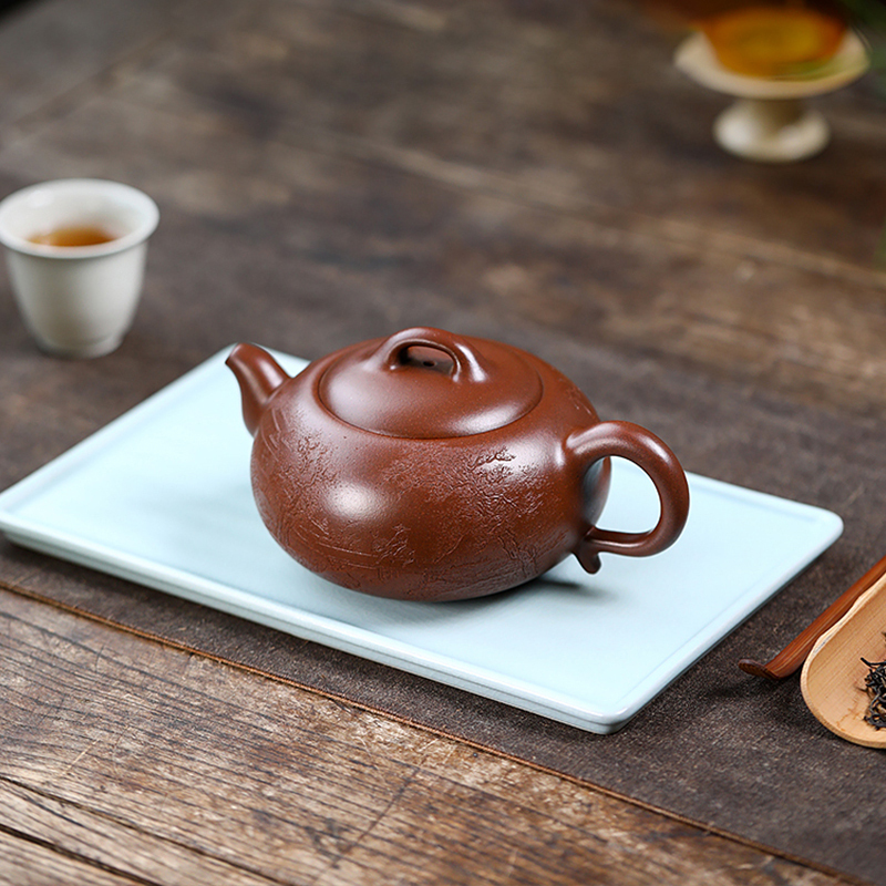 Yixing Purple Clay Teapot Raw Ore Purple Clay Round Melting Teapot National Worker Wu Xinping Handmade Tea Set Teapot
