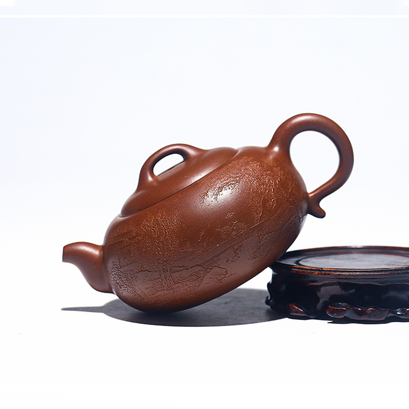 Yixing Purple Clay Teapot Raw Ore Purple Clay Round Melting Teapot National Worker Wu Xinping Handmade Tea Set Teapot