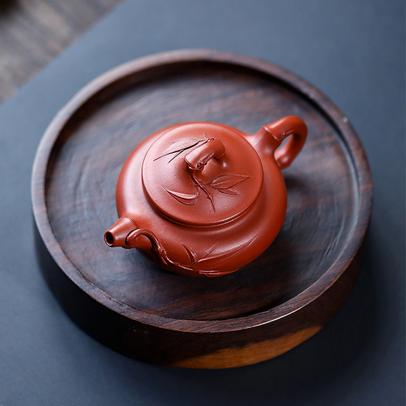 Yixing Zisha Teapot Original Ore Red Skin Dragon Bamboo Section Antique National Worker Xu Xiaoya Handmade Teapot