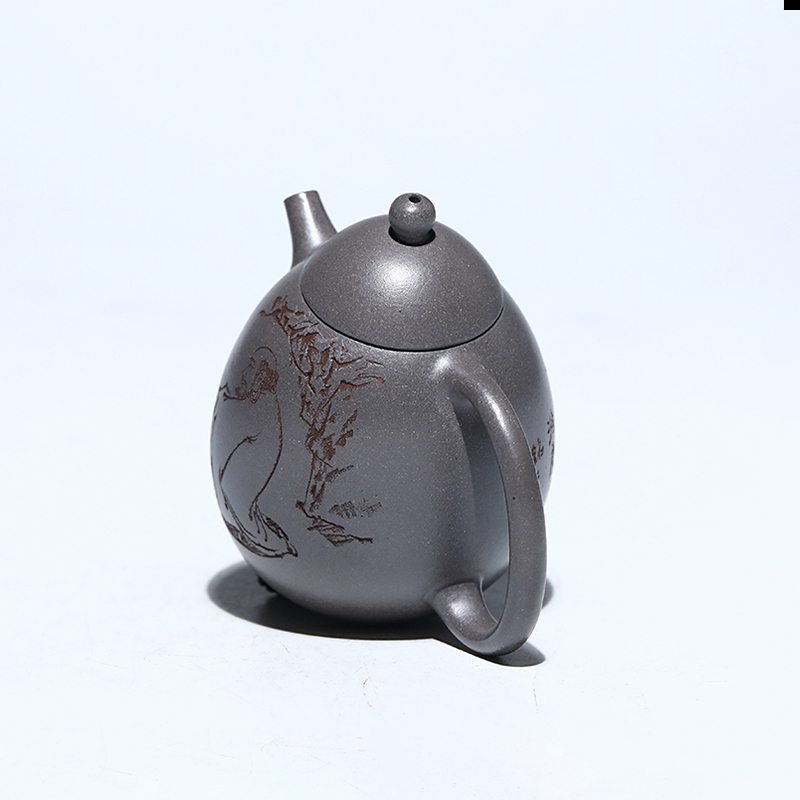 Yixing Zisha Teapot Raw Ore Grey Section Clay Dragon Egg National Worker Xu Xiaoya Handmade Tea Set Teapot