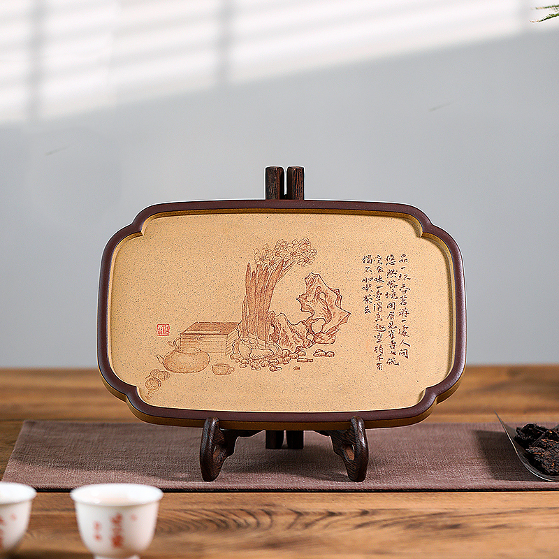 Yixing Zisha Dry Bubble Tray, Famous Handmade Kungfu Tea Set, Dry Bubble Table Pot, Pot Cushion Tray