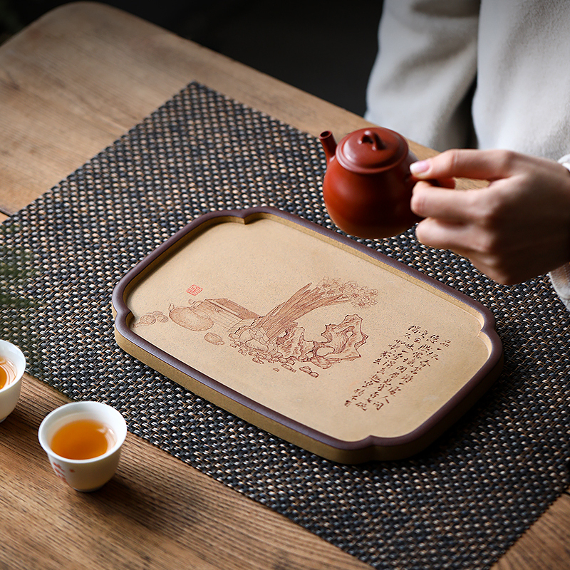 Yixing Zisha Dry Bubble Tray, Famous Handmade Kungfu Tea Set, Dry Bubble Table Pot, Pot Cushion Tray