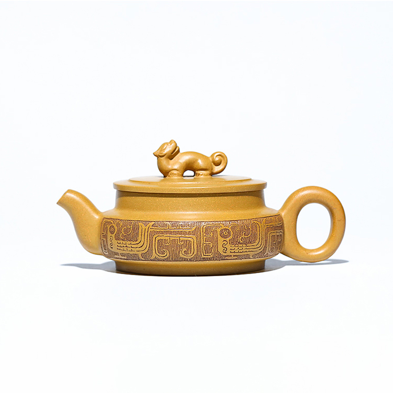 Yixing Zisha Teapot Raw Ore Gold Section Clay Longteng Shengshi Guogong Dong Yuefeng Pure Handmade Teapot