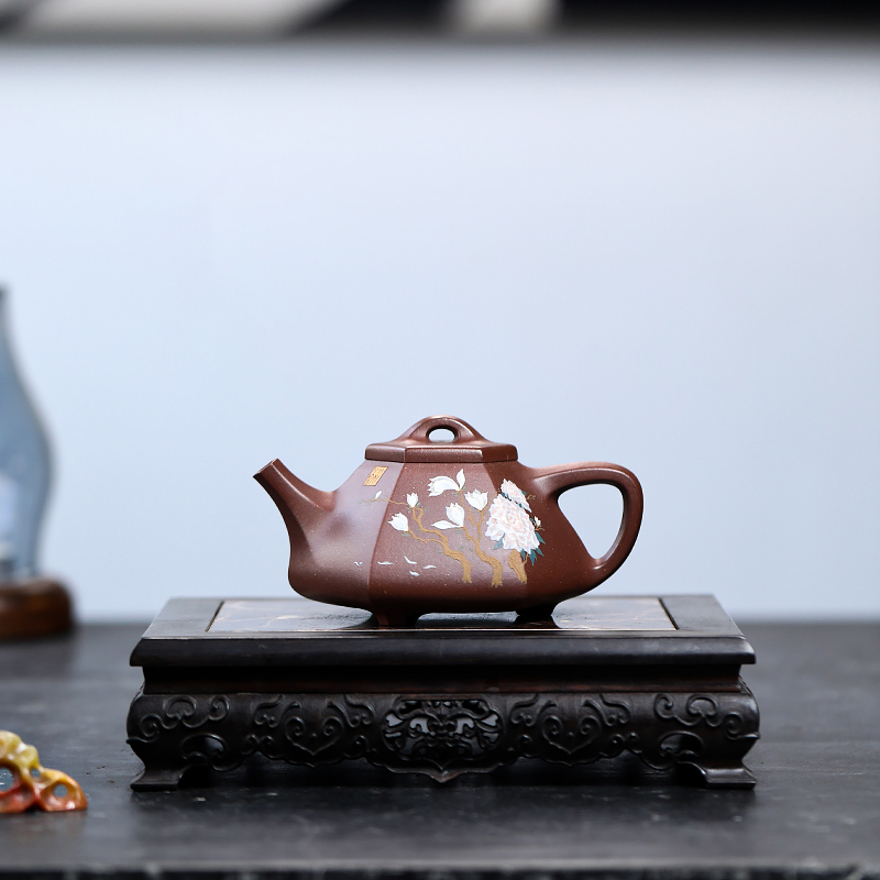 Yixing Zisha Teapot Original Ore Bottom Slot Clear Hexagonal Stone Ladle Famous Hand Kungfu Tea Set Teapot