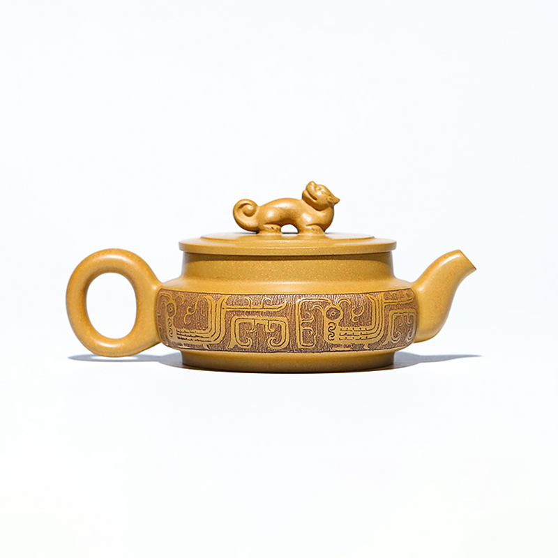 Yixing Zisha Teapot Raw Ore Gold Section Clay Longteng Shengshi Guogong Dong Yuefeng Pure Handmade Teapot