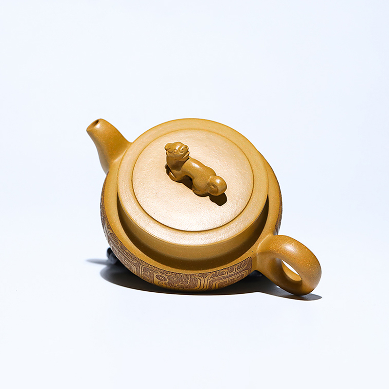 Yixing Zisha Teapot Raw Ore Gold Section Clay Longteng Shengshi Guogong Dong Yuefeng Pure Handmade Teapot