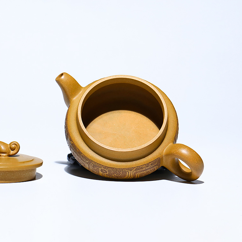 Yixing Zisha Teapot Raw Ore Gold Section Clay Longteng Shengshi Guogong Dong Yuefeng Pure Handmade Teapot