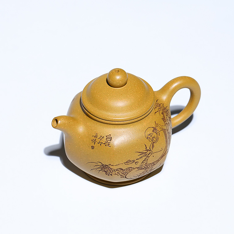 Yixing Purple Clay Teapot Raw Ore Gold Section Mud Six Square Puts Only National Worker Dong Yuefeng Pure Handmade Teapot