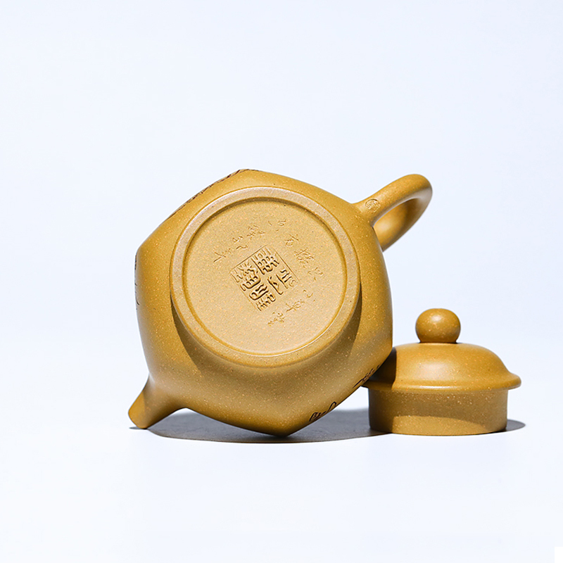 Yixing Purple Clay Teapot Raw Ore Gold Section Mud Six Square Puts Only National Worker Dong Yuefeng Pure Handmade Teapot