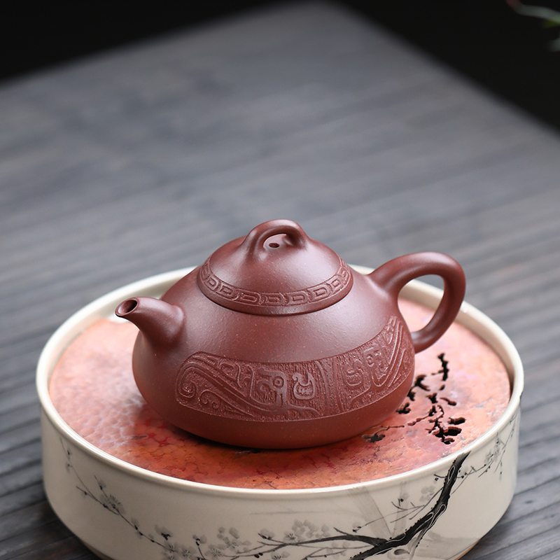 Yixing Purple Clay Teapot Raw Ore Purple Clay Hantang Stone Ladle National Worker Wu Xinping Handmade Kungfu Tea Set Purple Clay Teapot