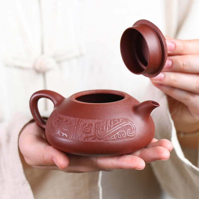 Yixing Purple Clay Teapot Raw Ore Purple Clay Hantang Stone Ladle National Worker Wu Xinping Handmade Kungfu Tea Set Purple Clay Teapot