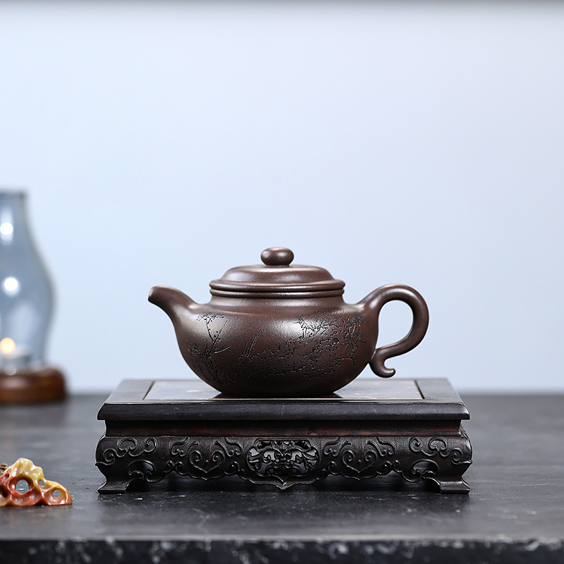 Yixing Purple Clay Teapot Original Mine Purple Clay Famous Artist Wu Derong Handmade Kungfu Tea Set Teapot for Household Use
