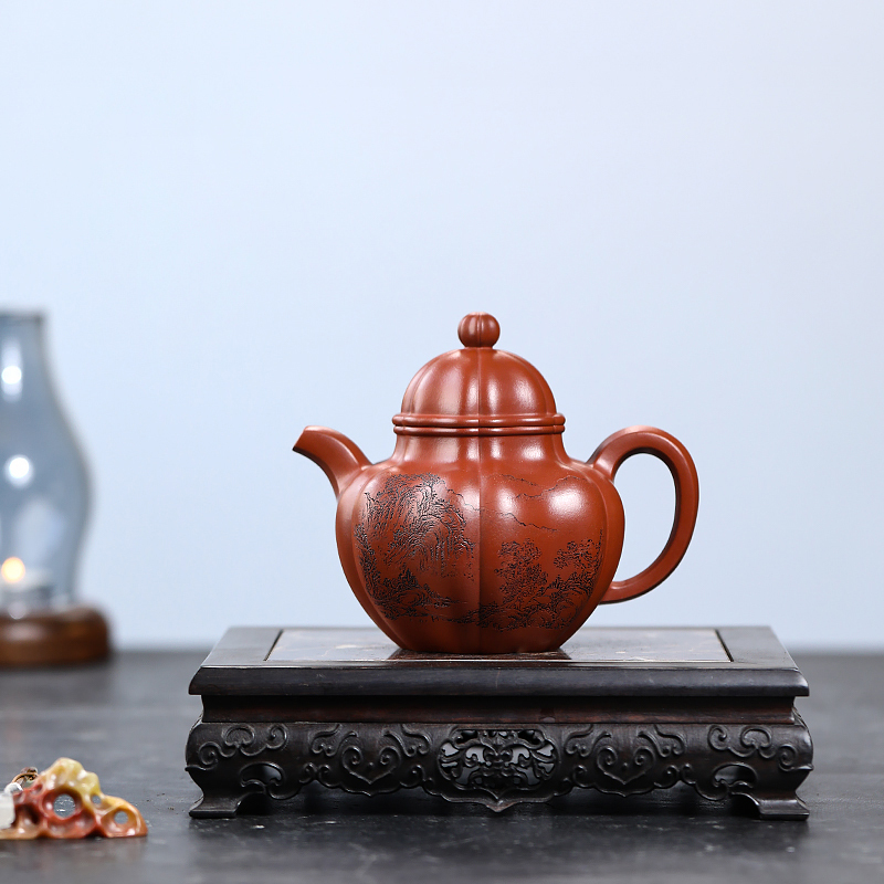 Yixing Zisha Teapot, Original Mine, Vermilion Clay, Ball, Famous Handmade Kungfu Tea Set, Zisha Teapot