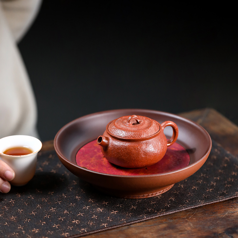 Yixing Handmade Purple Sand Tea Tray High-end Copper Round Water Storage Dry Brewing Table Teapot Holder